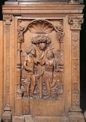 Adam en Eva, van een koorbank, 1526